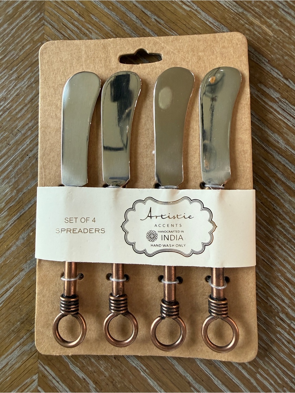 Artistic Accents Set of 4 Cheese Spreaders | Copper Handle